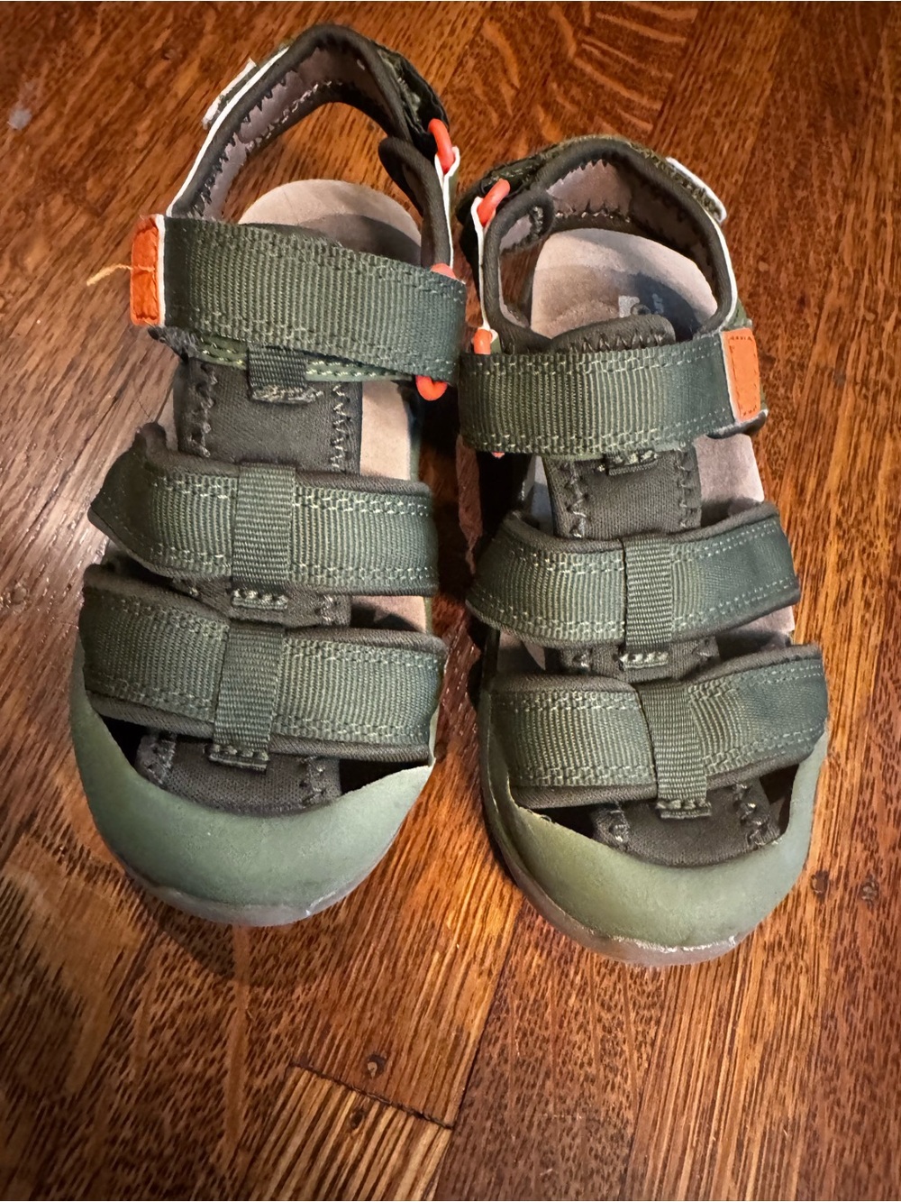 See Kai Run Olive Green & Orange Accent Kids Sandals
